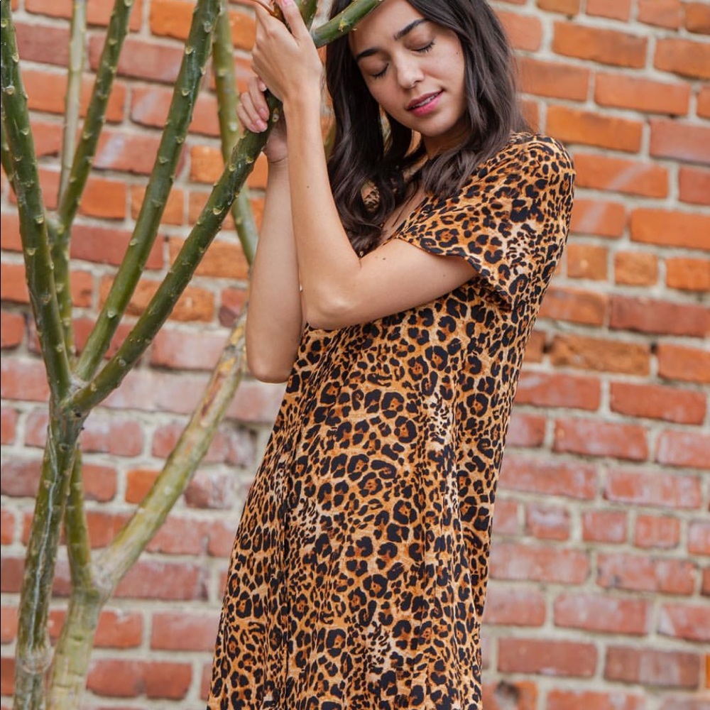 Crescent Drive - Animal Print Button Up Mini Dress